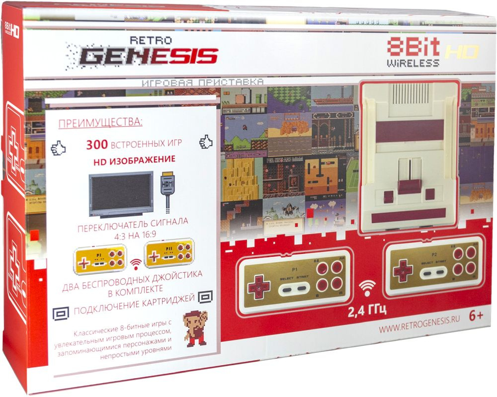 Игровая консоль Retro Genesis HD Wireless белый/красный в комплекте: 300 игр  купить в Иркутске. Цена на Игровая консоль Retro Genesis HD Wireless  белый/красный в комплекте: 300 игр: отзывы, описания, характеристики