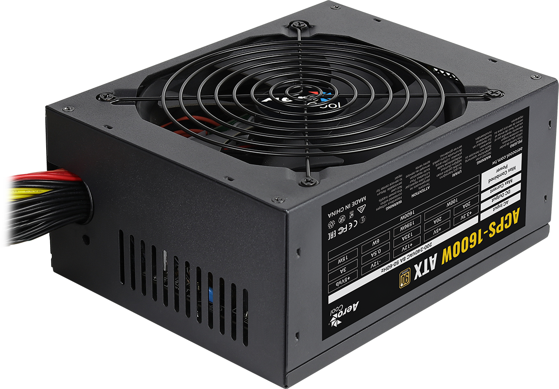 Блок питания Aerocool 1600W Retail для майнинга [подходит для ПК]  ACPS-1600W ATX , A.PFC, КПД 87%, 20+4P*1, 4+4P*1, PCIe 6+2P*12, PATA*5,  SATA*7, fan купить в Иркутске. Цена на Блок питания Aerocool 1600W