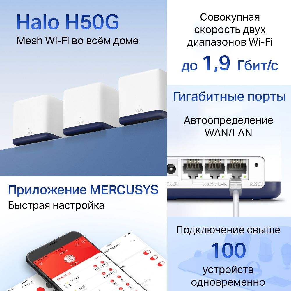 MESH система MESH система/ AC1900 Whole Home Mesh Wi-Fi System, 3× Internal  Antennas, 3×GB ports купить в Иркутске. Цена на MESH система MESH система/  AC1900 Whole Home Mesh Wi-Fi System, 3× Internal