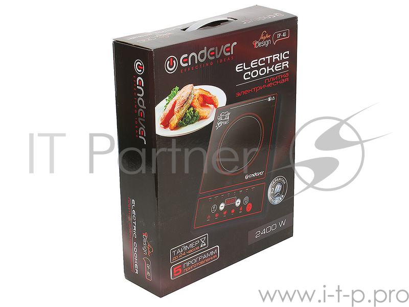 Плитка стеклокерамическая Endever Skyline DP-40, 2000Вт, дно посуды от ...