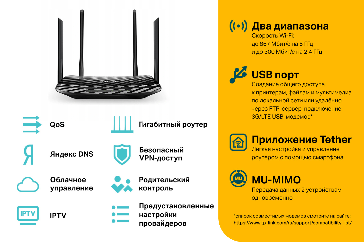 TP-Link ARCHER C6U AC1200 MU-MIMO гигабитный Wi-Fi роутер купить в  Иркутске. Цена на TP-Link ARCHER C6U AC1200 MU-MIMO гигабитный Wi-Fi  роутер: отзывы, описания, характеристики