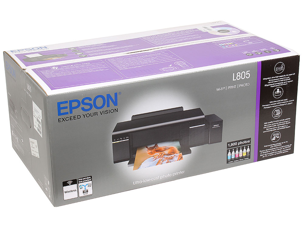Epson L805  C11CE86403 {A4, 5760 x 1440 dpi, 38 стр/мин, WiF, USB 2.0}